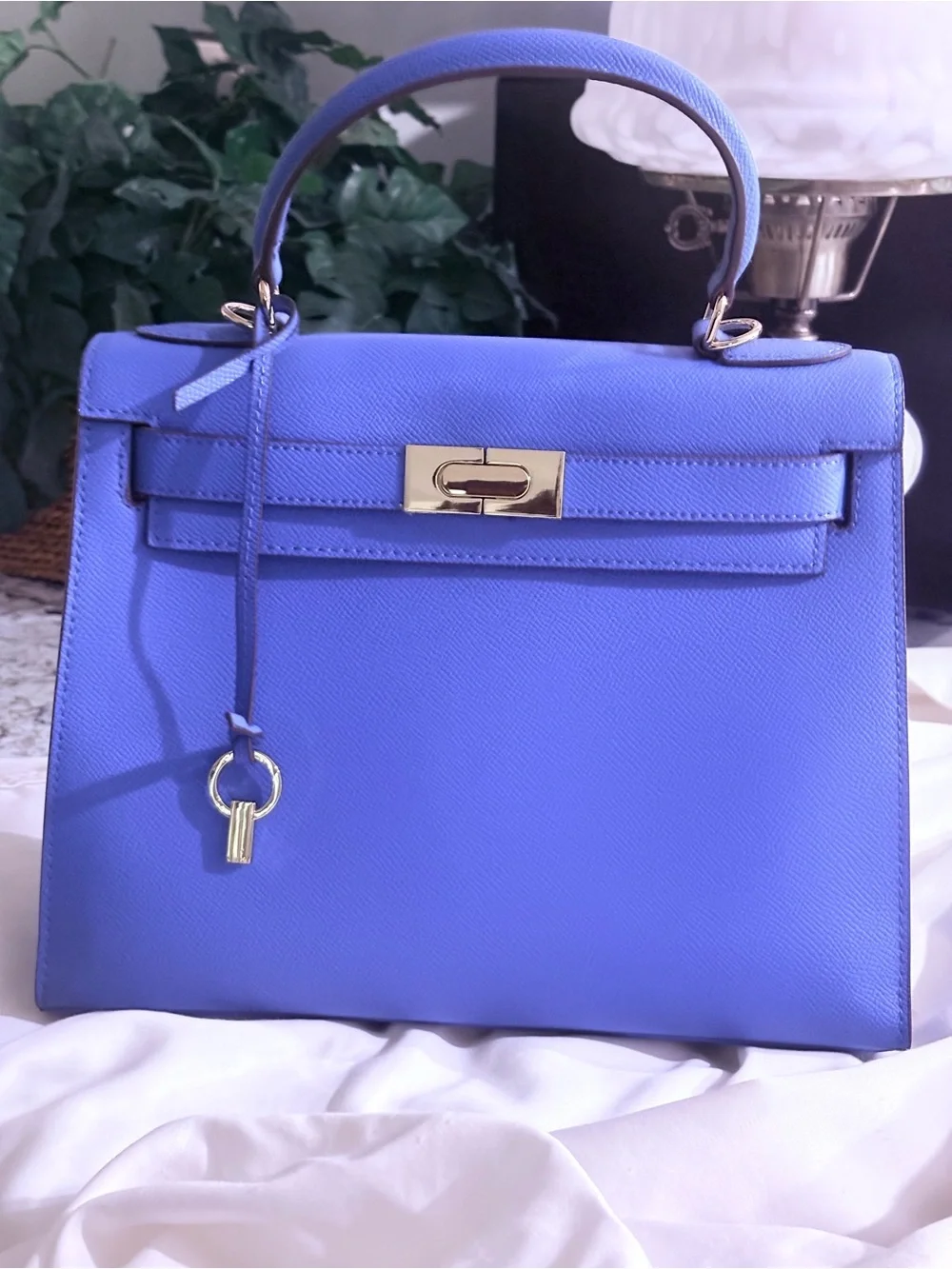 Lily & Bean “Evie” Leather Purse, in Cobalt Blue, 28 cm — LIKE NEW!